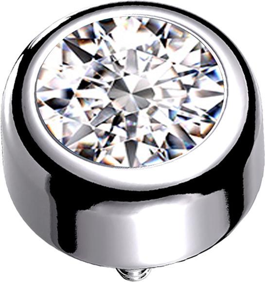Image du produit Star Piercing Dermal Anchor cylindre argenté avec cristal argenté (sans laiton, Titane G23)