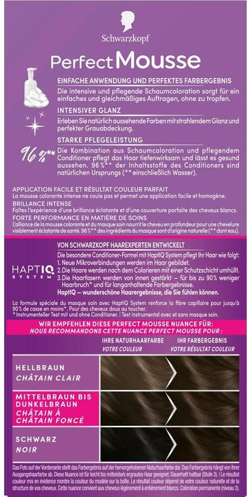 Produktbild Schwarzkopf Perfect Mousse Schaumcoloration (400 Dunkelbraun)