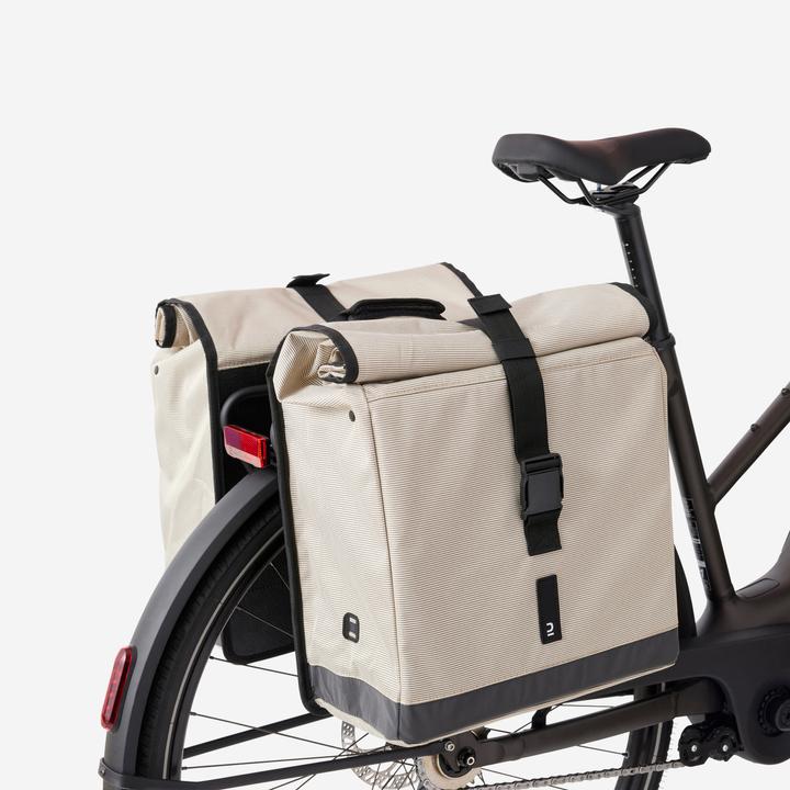 Actual product image Decathlon Double bike bag 500 2 × 20 litres beige (40 l, Luggage carrier bag)
