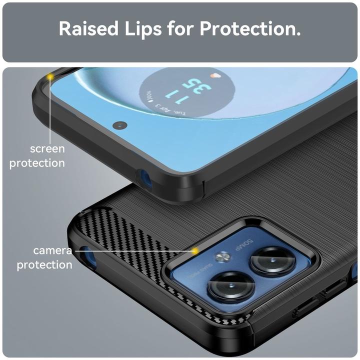 Actual product image König Design Protective mobile phone case for Motorola Moto G14 Case Cover Carbon Bumper Case Shell (Motorola Moto G14)