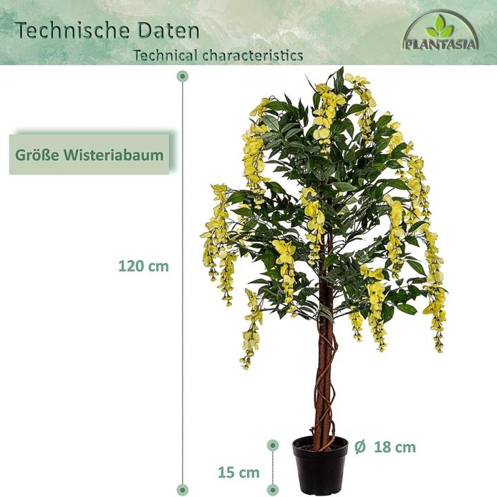 Image du produit Plantasia Arbre artificiel glycine jaune 120 cm (120 cm)
