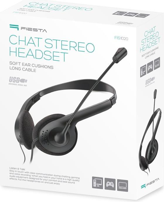 Image du produit Omega FIS1020 Casque bandeau filaire Bureau/Centre d'appels Noir (Filaire, USB-A)