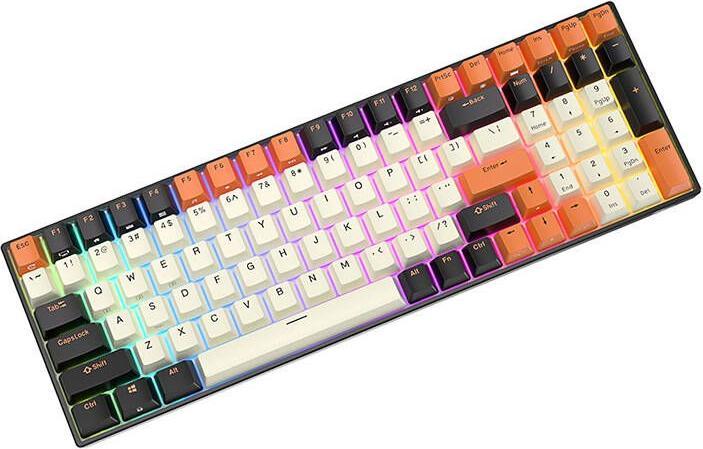 Actual product image Royal Kludge Mechanical keyboard RK100 RGB, brown switch (black-orange) (Eng. Int., Wireless)