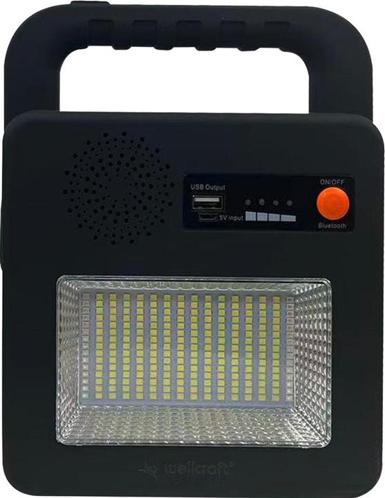 Image du produit Wellcraft Lampe de secours solaire à LED avec banque d'énergie et haut-parleur Bluetooth inclus