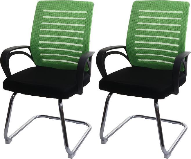Image du produit Mendler Lot de 2 chaises de conférence HWC-K51, chaise visiteur piétement luge, charge max. 150 kg