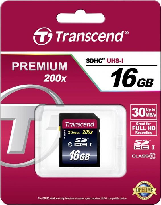 Produktbild Transcend SDHC 200x (16 GB, SDHC, U1, UHS-I)