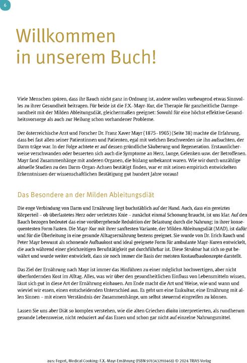 Image du produit Medical Cooking: F.X. Mayr-Ernährung (Allemand, Sepp Fegerl, Philipp Buttinger, 2024)