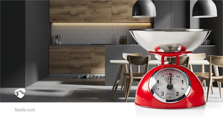 Actual product image Nedis Kitchen Scale Retro Ana Logo Metal Red, KASC110RD