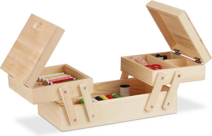 Relaxdays Scatola da cucito in legno