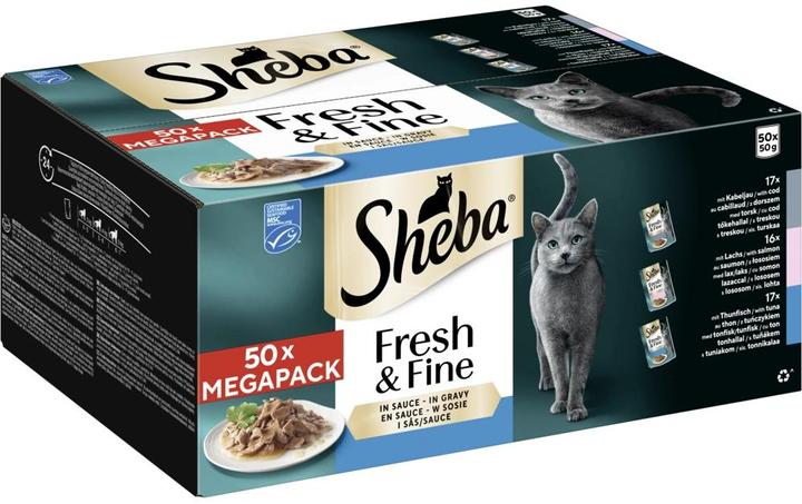 Produktbild Sheba Nassfutter Sauce mit Kabeljau, Lachs und Thunfisch, 50 (Adult, 250 g)