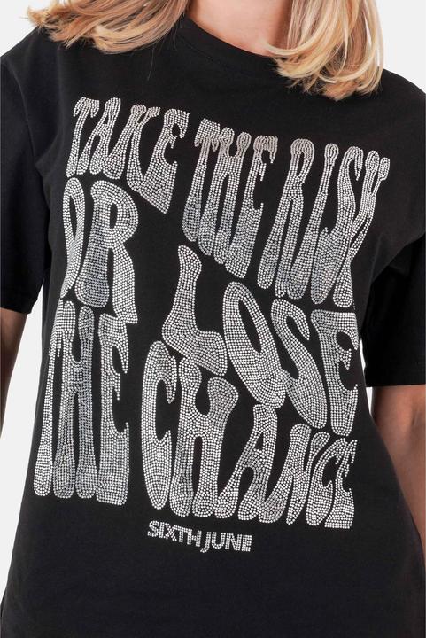 Immagine prodotto Sixth June T-shirt con testo in strass per donna (S)