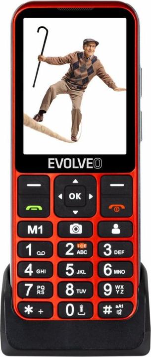 Produktbild Evolveo EasyPhone LT, mobilní telefon pro seniory s nabíjecím stojánkem (červená barva) (2.80", 2 Mpx, 4G)