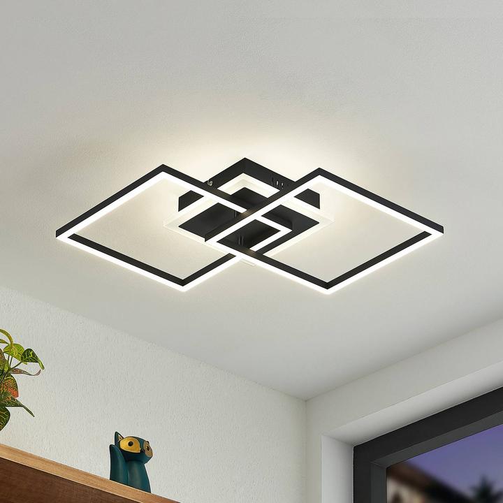 Actual product image Lindby LED Ceiling Lamp Fjardo CCT Squares Black (1240 lm)