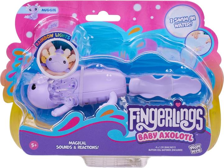 Productafbeelding WowWee Fingerlings Interactieve Baby Axolotl, Auggie (Paars), Zwemt & Licht Op