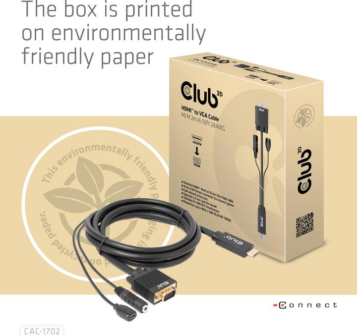 Immagine prodotto Club 3D Cavo Club3D HDMI+Micro USB Jack > VGA+ St/Bu (2 m, HDMI)
