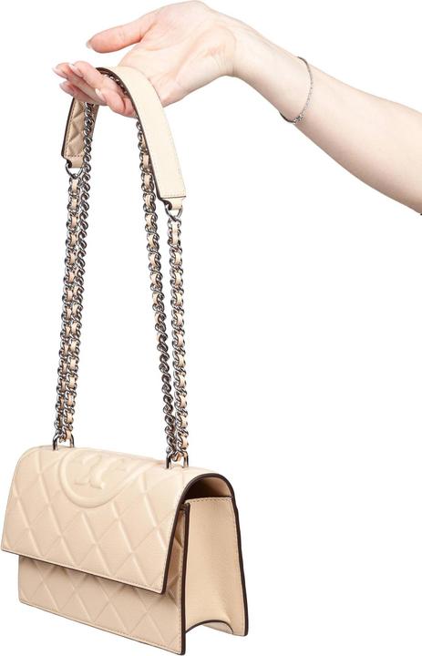 Actual product image Tory Burch fleming small leather crossbody bag color vanilla