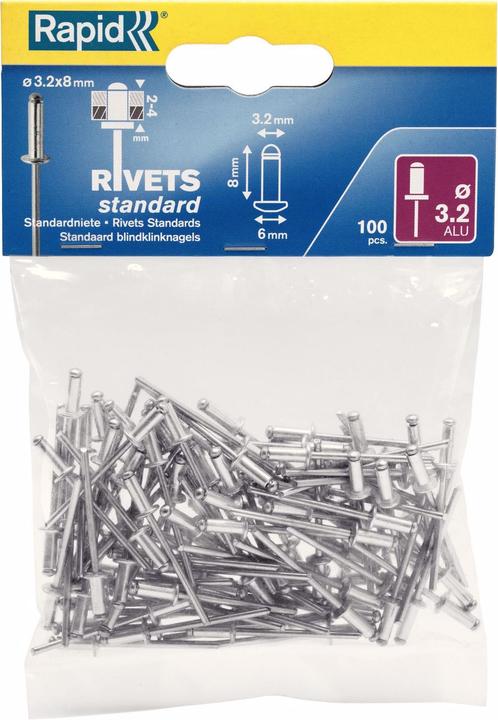Actual product image Rapid Standard blind rivets Ø 3.2 x 8 mm
