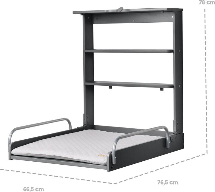 Produktbild Roba Wandwickelregal inkl. Wickelauflage Style grau