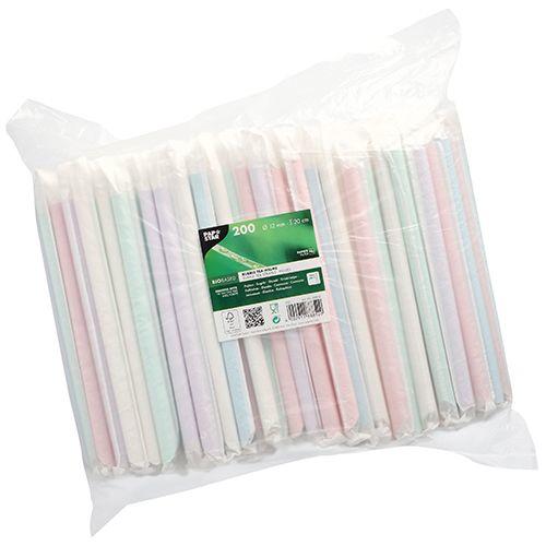 Actual product image Papstar Paper drinking straw, 200 mm, assorted colours (200 x)