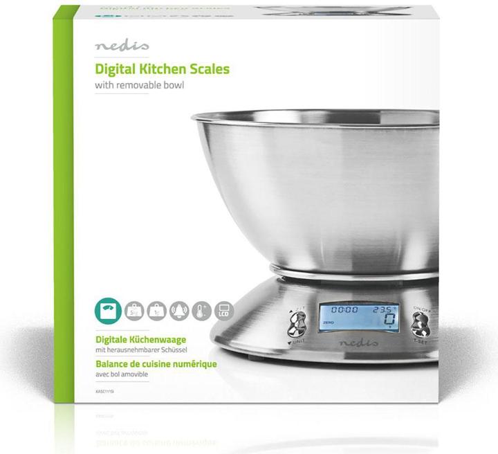 Actual product image Nedis Digital Kitchen Scale - Illuminated LCD - Temperature Sensor - Alarm Timer - Removable Sc