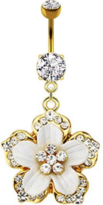 Immagine prodotto Star Piercing Banana placcata in oro 14k con ciondolo Hawaii Flower (Acciaio chirurgico 316L, senza ottone)