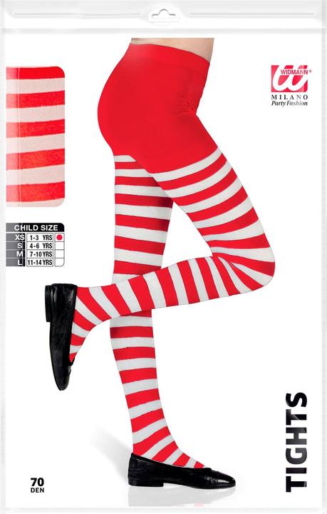 Energie-Label Widmann STRUMPFHOSE WEIss/ROT GESTREIFT 70 DEN, 7-10 years