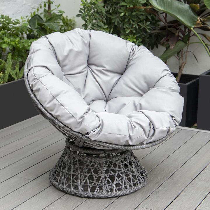 Actual product image PureHaven Lounge chair 92x80x80.5 cm made of rattan round cushion rotatable 360 degrees easy to clean elegant