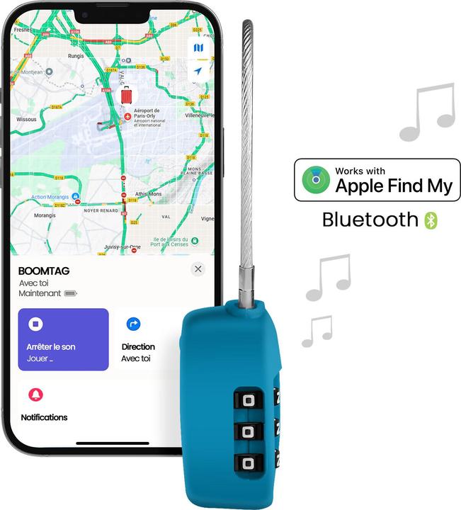 Actual product image Boompods LOCK TSA Bag Tracker Ocean Blue (iOS)