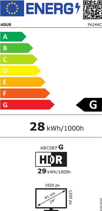 Energie-Label ASUS ProArt PA24AC (1920 x 1200 Pixel, 24")