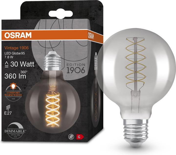 Actual product image Osram Vintage 1906 LED DIM 30 7.8 W/1800 K E27 (E27, 7.80 W, 360 lm, 1 x, G)