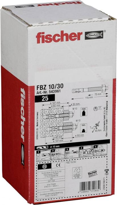 Immagine prodotto Fischer Bullone di ancoraggio R 88561 FAZ II 12/ 20K Acciaio elettrogalvanizzato elettrogalvanizzato (25 pz.)