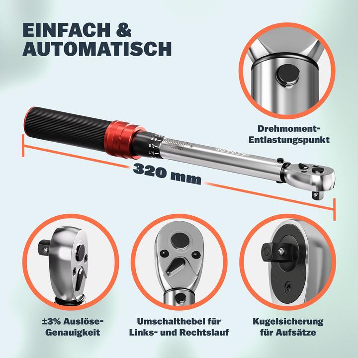 Produktbild Monzana Drehmomentschlüssel Set (1/4", 1 Nm, 25 Nm)