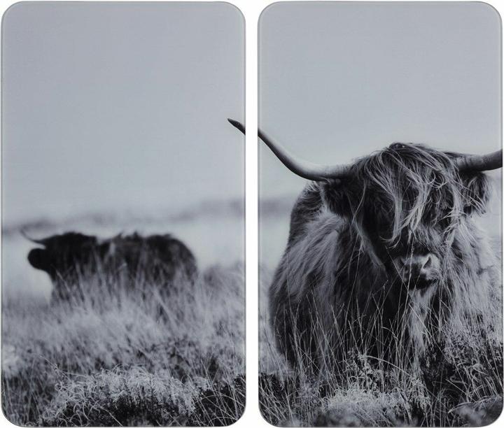 Wenko Afdekplaten fornuis Highland Cattle zwart 2 stuks.
