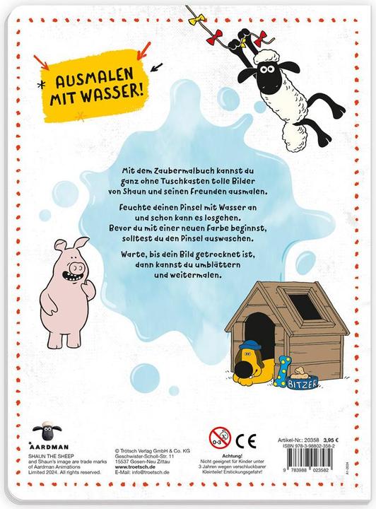 Actual product image Shaun the sheep magic colouring book
