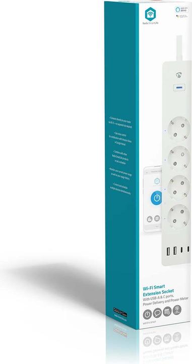 Immagine prodotto Nedis SmartLife Power Strip Wi-Fi | Hybrid (CEE 7/7) / USB A / USB-C™ | 16 A | 3680 W | 2.00 m | 0 -
