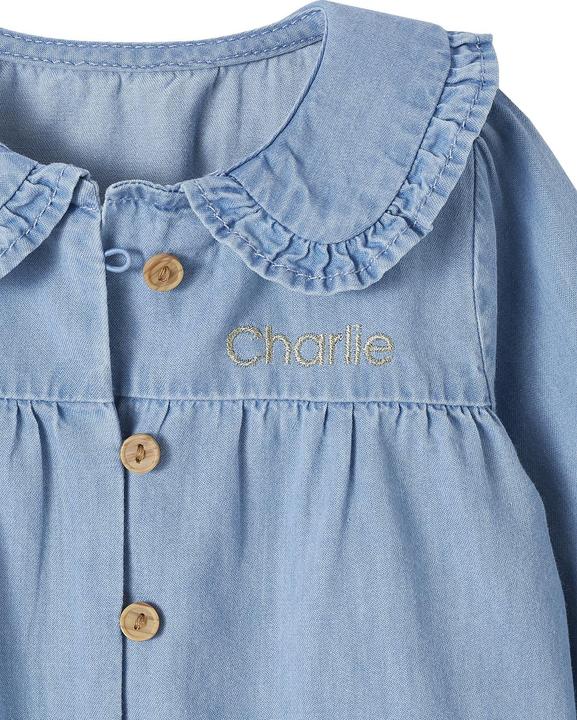 Image du produit Vertbaudet Blouse bébé en denim léger personnalisable (62)