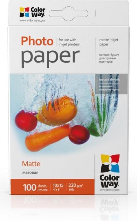 Actual product image Colorway PM2201004R Matte Photo Paper, White, 10 x 15 cm, 220 g/m² (220 g/m², 10 x 15 cm, 1 x)