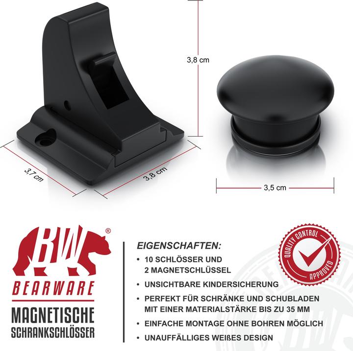 Actual product image Bearware Kindersicherung Magnetisches Schrankschloss 10er, 2 Schlüssel, kindersicher, für Schrank & Schublade