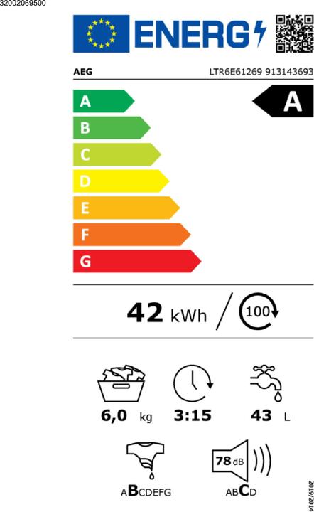 Energie-Label AEG LTR6E61269 (6 kg, Oben)