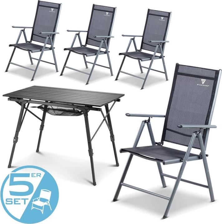 Produktbild Stahlwerk Campingstuhl CS-103 ST 4er Set mit Campingtisch CT-30 ST Tischgarnitur