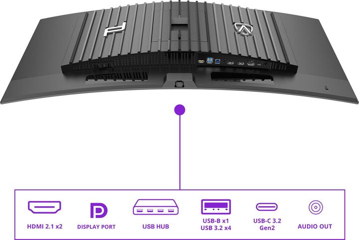 Actual product image AOC PD3434" Curved OLED Monitor,,, Speakers, height-adjustable, 2x HDMI, DisplayPort, USB Hub, RJ45 (3440 x 1440 pixels, 34")