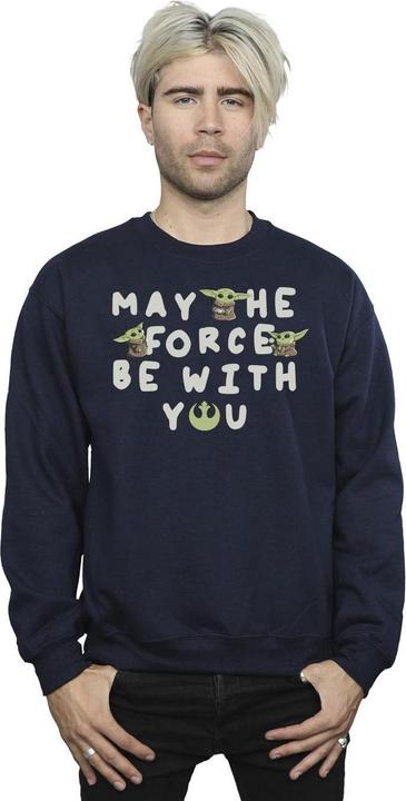 Actual product image Star Wars Mens The Mandalorian Grogu May The Force Be With You Sweatshirt (L)