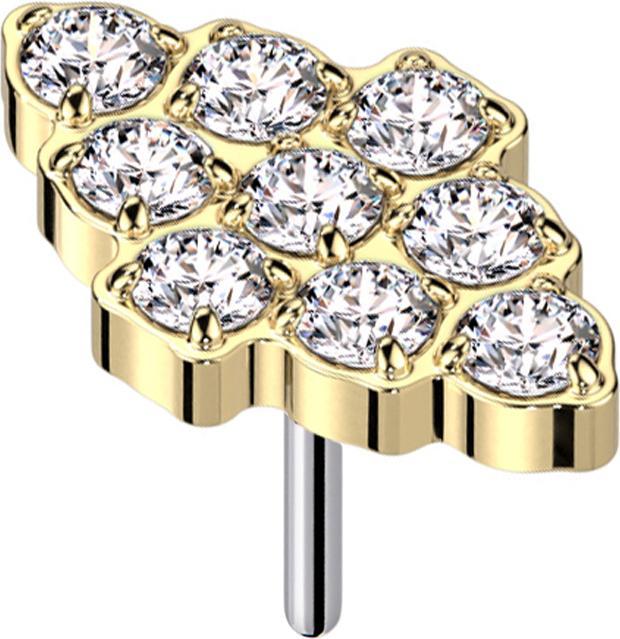 Produktbild Star Piercing Threadless Diamant vergoldet Kristalle silber (ohne Messing, Titan G23)
