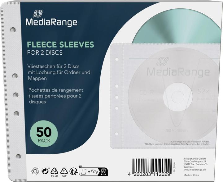 Produktbild MediaRange Vliestaschen für 2 Discs, für Ordner und Mappen