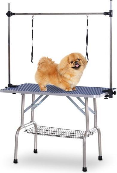 Image du produit Swisshandel24 Table de toilettage Table de tonte avec panier inférieur pour chiens réglable en hauteur pliable (Chien)