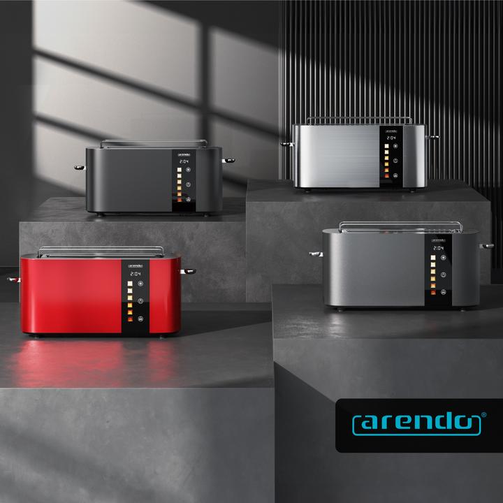 Produktbild Arendo Toaster Edelstahl 2 Scheiben Langschlitz, Touch Display, Restzeit & Bräunungsgradanzeige, 1000 W (EU-Stecker)