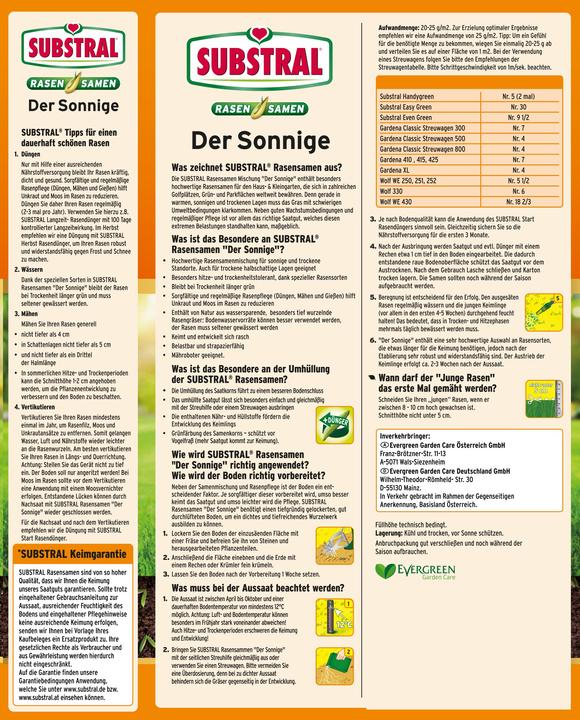 Produktbild Substral Rasensamen "Der Sonnige" - 1,125 Kg (Rasensamen)