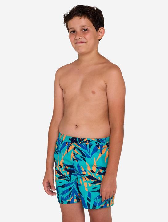 Immagine prodotto Olaian Boardshorts Surfen Jungen mit Taschen 100 Shadow Palm türkis (12, 13, 14)