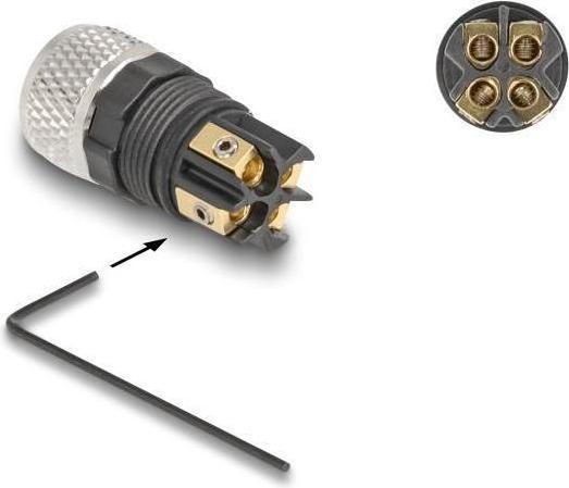 Actual product image Delock M8 plug connector A-coded 4-pin socket for mounting