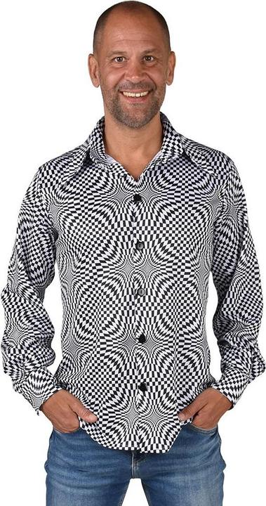 Immagine prodotto Magic by Freddie Camicia da uomo 70's Phsycedelic, nero/bianco (XL)